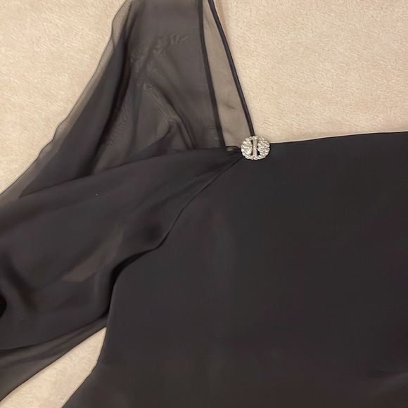 MELINDA ENG COUTURE BLACK 100% SILK GOWN size 10 - Picture 3 of 10